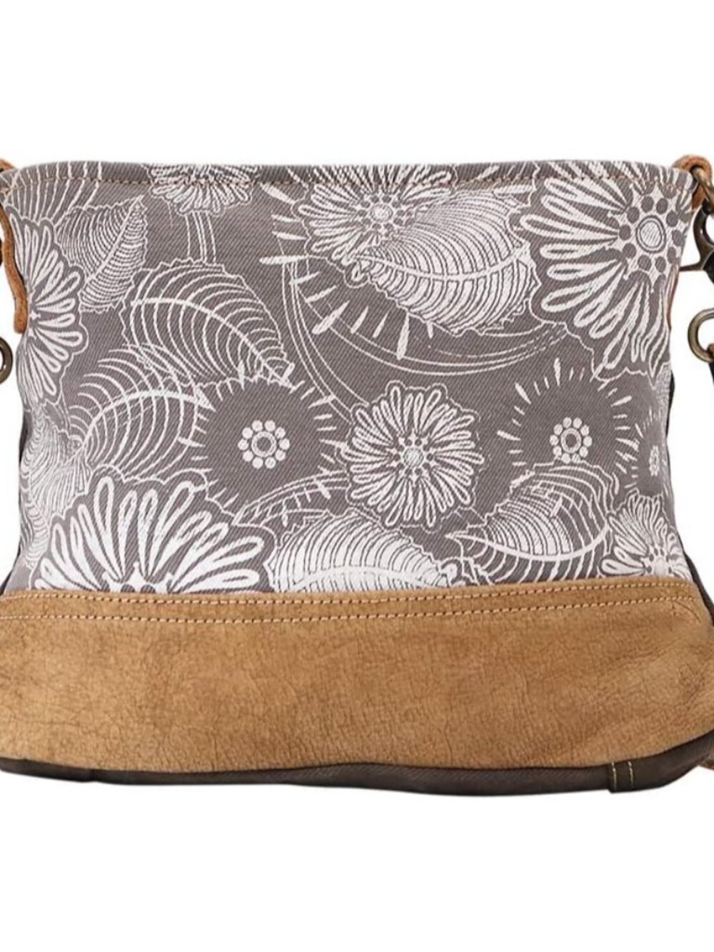 Floral Purses for Women - Genuine Leather and Canvas Floral Purse with Flower Pr